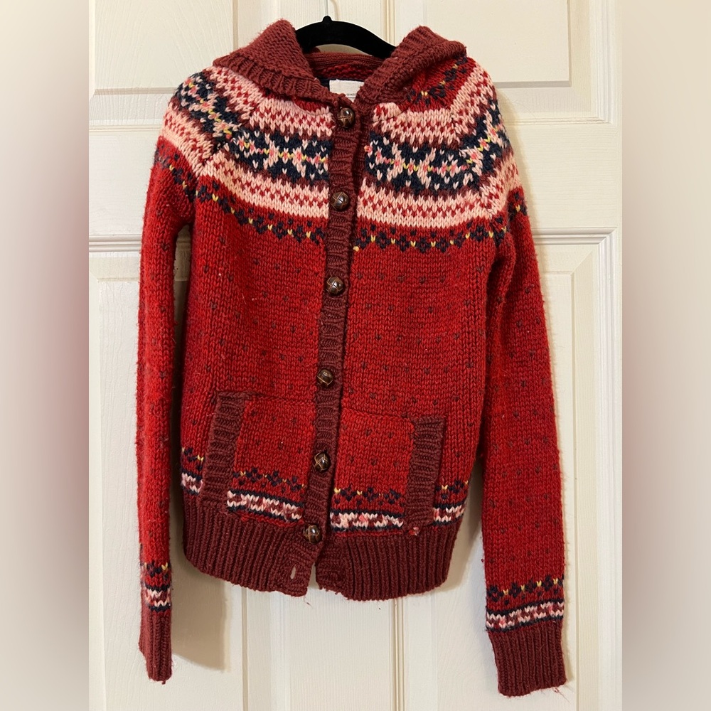 Forever 21 Red Patterned Knit Sweater